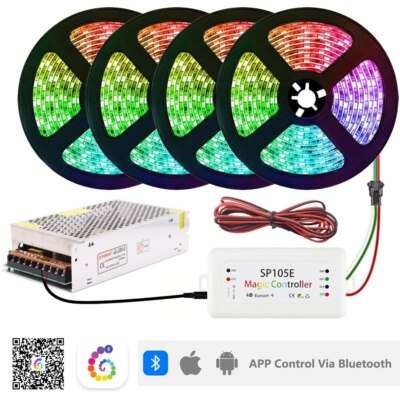 WS2812B Smart RGB Led Strip Light SP105E Bluetooth LED Controller DC5V LED KIT