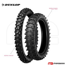 COPPIA GOMME PNEUMATICI COPERTONI CROSS DUNLOP 100/90-19 + 80/100-21 MOTO SABBIA