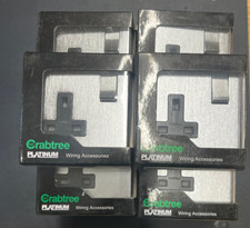18 x Crabtree 7314SC Platinum 1 Gang 13A Switch Socket Satin Chrome Black Insert