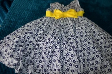 Girls size 2T Eldi Pat Blue print yellow trim dress