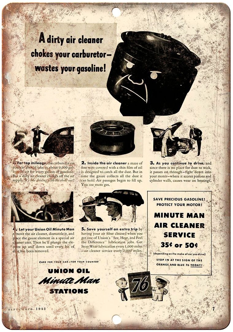 Union Oil Minute Man Gasoline Vintage Ad Reproduction Metal