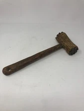 Antique Primitive Meat Tenderizer Wood Mallet Metal Tacks Nubs Kitchen Farmhouse
