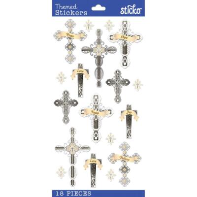 Crafts Stickers Sticko Inspirational Words Crosses Faith Joy Peace Love Believe