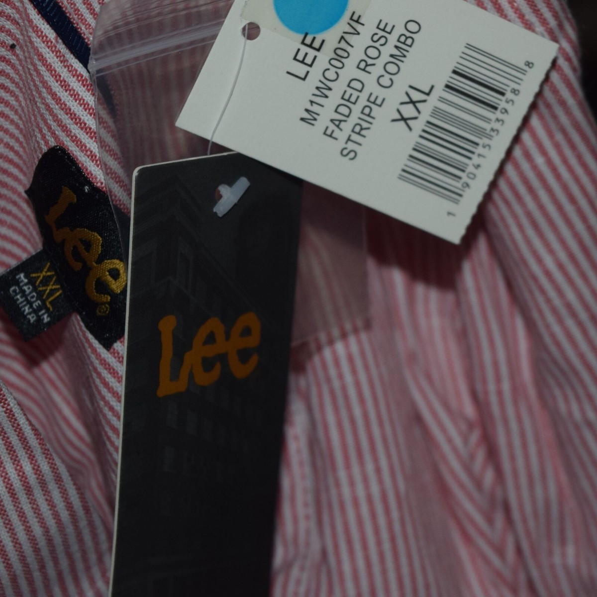 New with Tags! LEE Faded Rose Stripe Combo Button Down Men's Sz