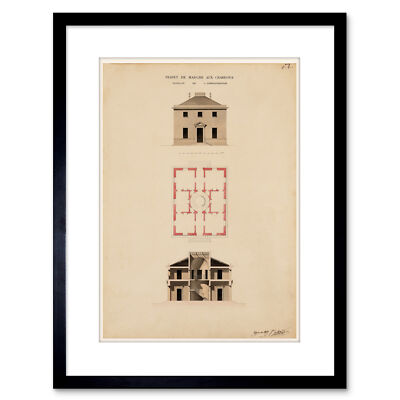 Painting Architectural Plan Baltard Coal Market Plan Paris Frame Print 9x7 Inch