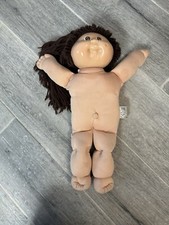 Muñeca vintage Cabbage Patch niña pelo largo castaño ojos marrones 1982 hoyuelos