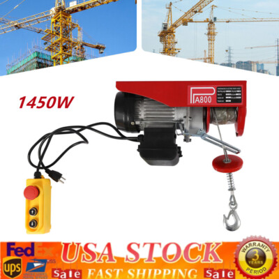 Electric Hoist Winch 1763lbs Double Cable Engine Crane Overhead Remote Contro