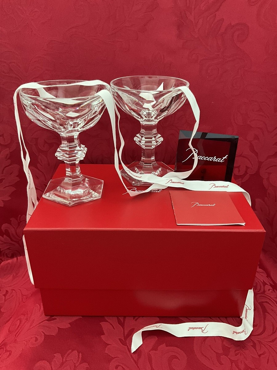 NIB FLAWLESS Glass BACCARAT Pair HARCOURT 1841 Crystal SHERBET
