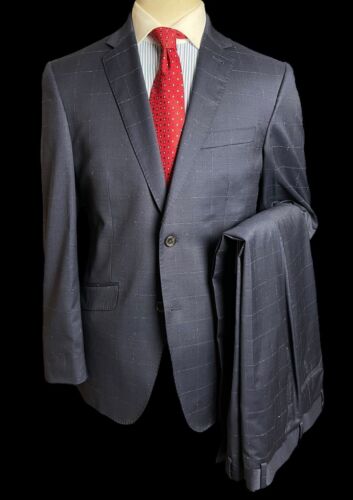 Simon Carter Navy Anzug 38R / W34x30 Guabello Italian Wool Check Wedding Business - Bild 2 von 17