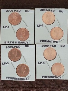 2009  P&D - Lincoln Bicentennial Cent - 8 Coin Set " LP1 - LP4" IN 2X2 HOLDERS
