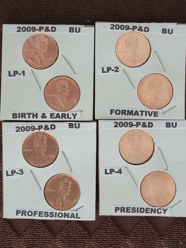 2009  P&D - Lincoln Bicentennial Cent - 8 Coin Set " LP1 - LP4" IN 2X2 HOLDERS