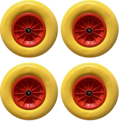 Produktbild von 4er-Set KOVA Schubkarrenrad Vollgummi 4.80/4.00-8 – Pannensicher, 120 Kg Traglast, Kunststofffelge, Ø380mm, Für Schubkarre & Handwagen