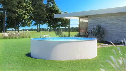 Stahlwandpool Ø 350 x 90 cm Steinbach Schwimmbad Stahlwandbecken Rund Pool Weiß - Bild 3 von 5