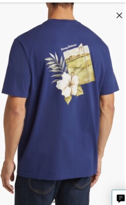 TOMMY BAHAMA Men's Island Navy Golf Graphic T-Shirt Tee Size Small