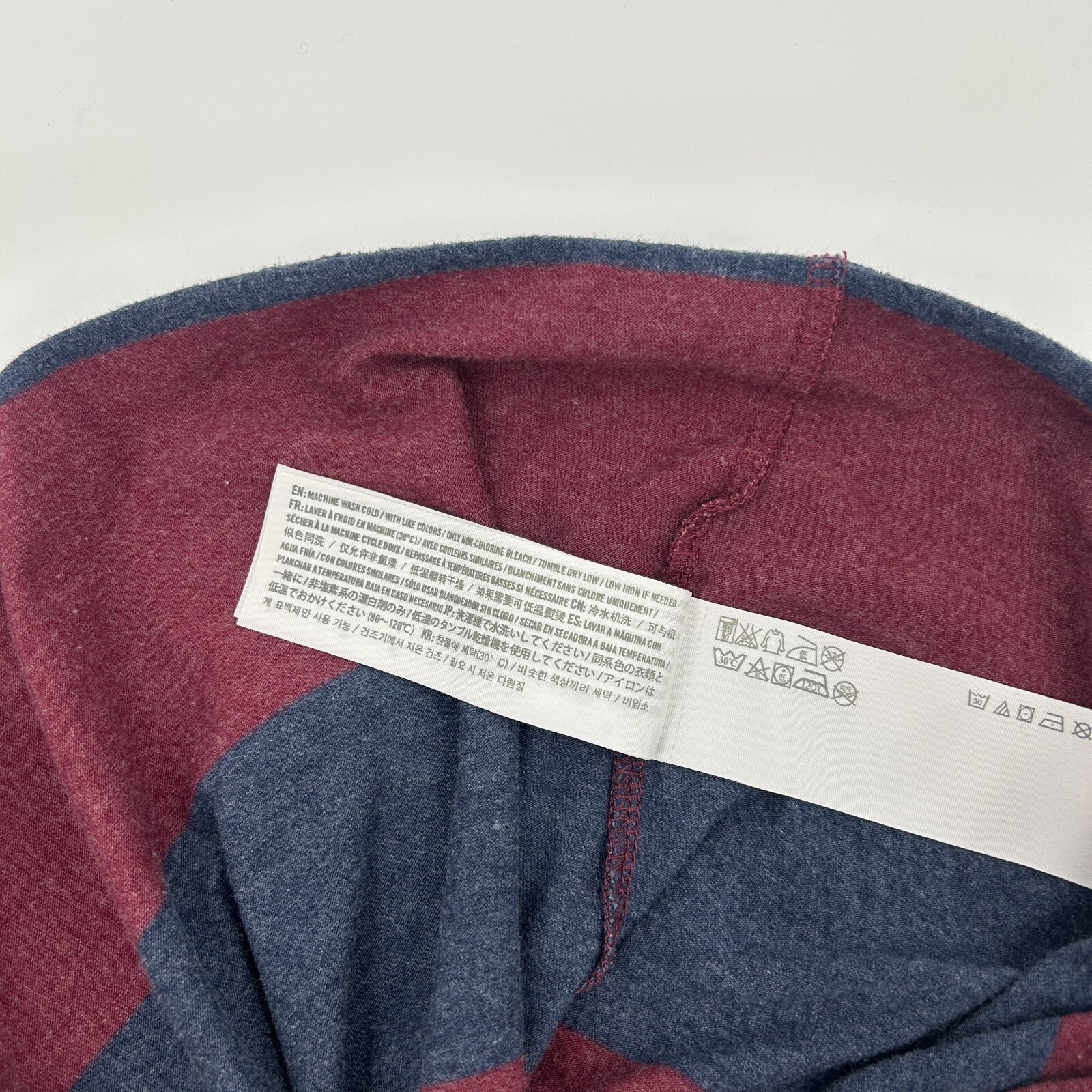 Vtg Abercrombie Rugby Crew Red and Blue Strip Sz Lg Long Sleeve Muscle Tee