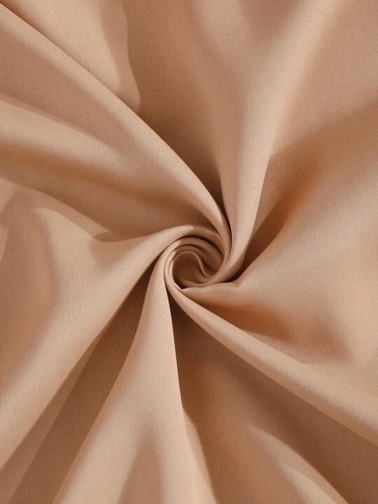 2 Pieces Solid Beige Black Out Eyelet Grommet Door Window Curtains Set 5 7 Feet - Image 4 of 4