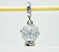 Authentic Pandora #792369C01 Snowflake Snow Globe Dangle Charm with Murano Glass