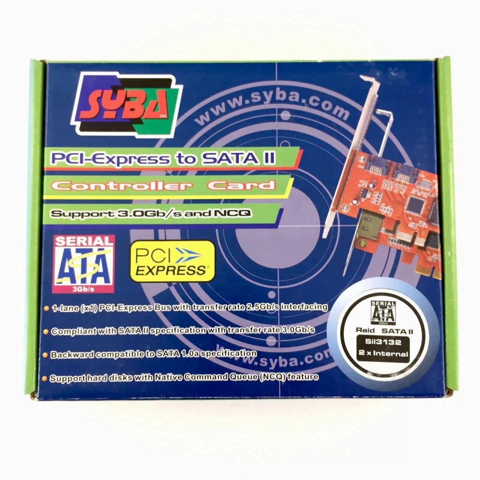 Syba Controller Card SIL3132 SATA 2 RAID Express 3gbs PCI-E x1 PCIE IOC-7700 - Image 2 of 4
