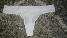VS logo pointelle thong NEW size medium light White