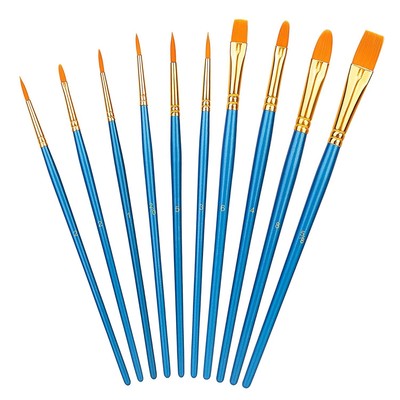 10-Pack Artist Paintbrushes - Assorted Sizes for All Ages