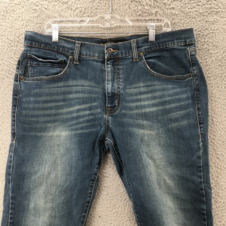 Baileys PT Flex Slim Straight Jeans Mens 38x30 (actual 38x30) Blue Denim Zip Fly - Image 2 of 4