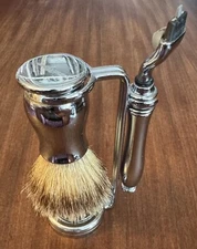 Edwin Jaeger Shaving Set, Brush and Mach 3 Razor, Chrome