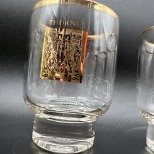 Thornes Scotch Rocks Cocktail Glasses 22K Gold Trim Set of 4