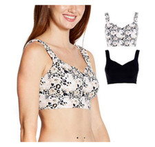 Rhonda Shear 2-pack Infinity Edge Body Bra 780-213,Animal floral/Black , Size XL