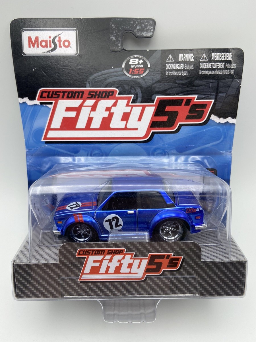 Maisto Custom Shop Fifty 5's 1972 Datsun 510 Blue 1/55 Scale