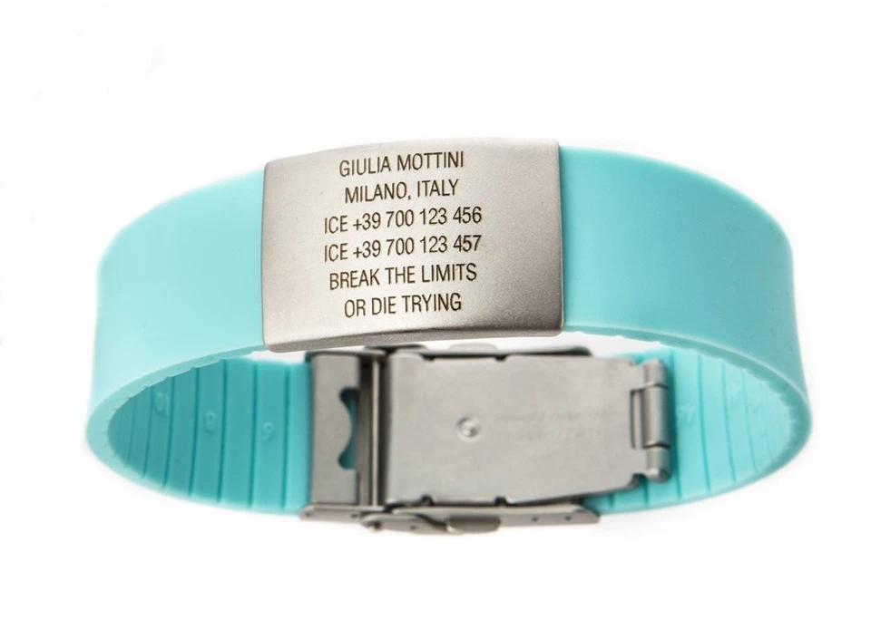 ID Armband mit Edelstahlplatte inkl. Gravur nach Wunsch! Alert ID für Diabetes - Bild 2 von 4