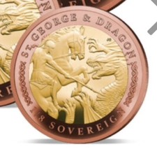 St George & The Dragon Bi-metallic Gold Proof One-Eighth Sovereign 2022 ➕🆓Book
