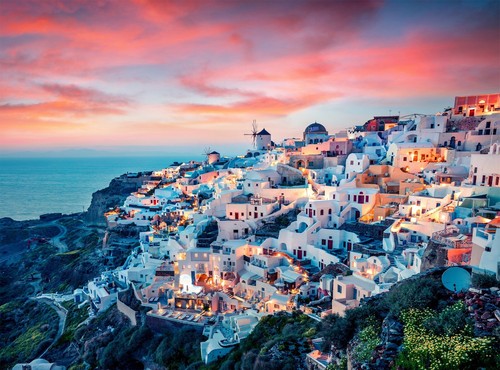 Greek Wall Mural Photo Wallpaper Santorini Greece Evening View Paper Poster Art - Imagen 5 de 8