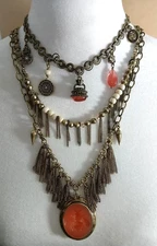 Silpada Retired Bohemian Blossom Necklace with Bee Cameo Wear it 7 Ways! Retro