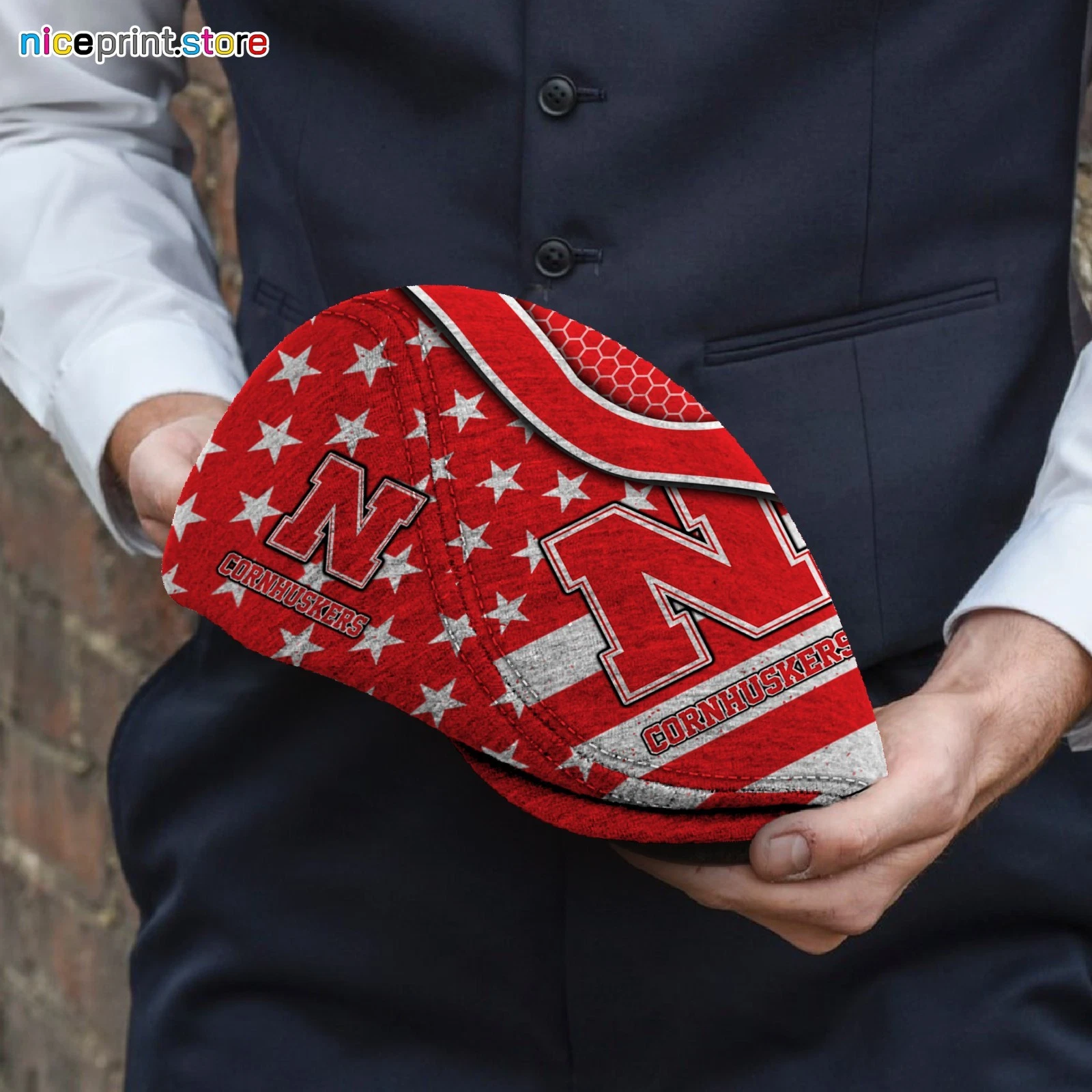 Nebraska Cornhuskers Jeff Cap Golf Cap Driving Cap Newsboy Cap Flat Cap