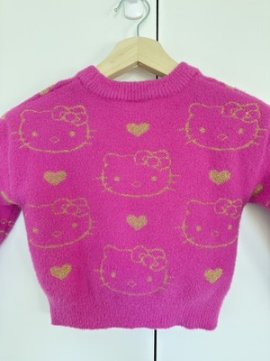 Hello Kitty Girls Pullover Sweater Pink Gold Graphic Print S-6/6X