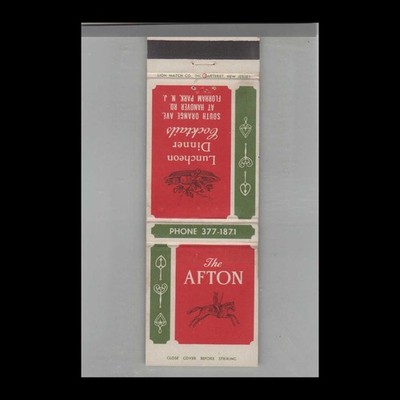 Matchbook Cover The Afton Restaurant Florham Park, NJ