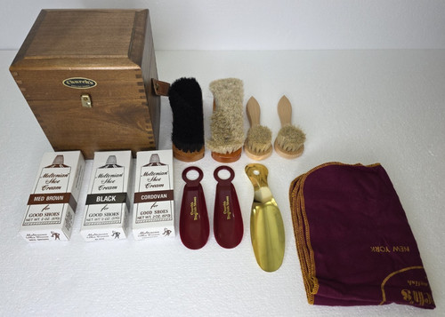 Church’s Wooden Shoe Care Box Including Cleaning Set, Made in England Quality