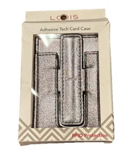 LODIS Adhesive Tech Card Case Phone Stand Silver NEW Leather RFID Protection