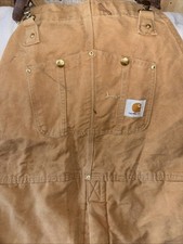 CARHARTT 2XT Men  s Large Canvas Work Utility Coveralls Brown excellent