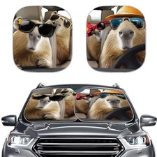 Car Windshield Sunshade 2 Piece Novetly Car Sun Shade Universal Front Capybara