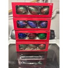 Trimmings Etc Glass Christmas Ornaments Lot 4 Boxes 12pc Multi Color Excellent