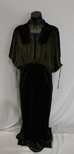 BHLDN Women's Amelia Deep-V Stretch Velvet Maxi Dress NC3 Olive Green Size XL