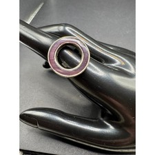 Vtg Karibou Signed 925 Sterling Silver Round Shaped Mother Of Pearl Ring Size 8