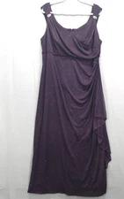 R&M Richards Dress Women16W Sleeveless Glitter Purple Drape Gown Evening Festive