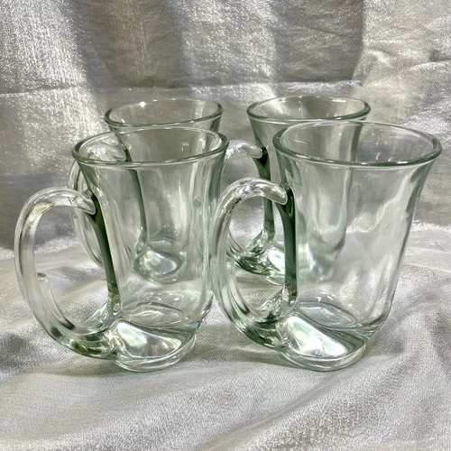 INDIANA GLASS MUG VINTAGE Tiara Hunter French Horn STEIN Set Of 4 Collectible