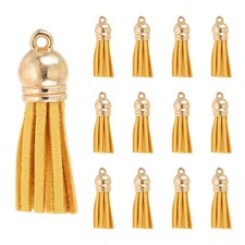 30Pcs Leather Tassels 1.5" Faux Leather Suede Keychain for DIY Gold
