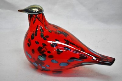 IITTALA /nuutajarvi BIRD BY O.TOIKA.BIRD ''Rotkehlchen'' RED RUBY 20 CM