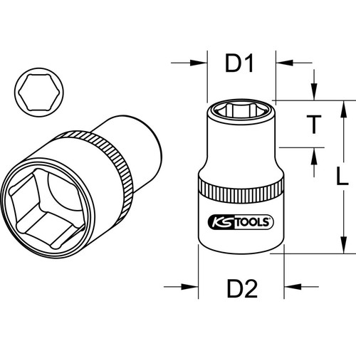 KS Tools 918.1227 Sechskant-Stecknuss 27mm – Chrom Vanadium, Hochglanz Verchromt