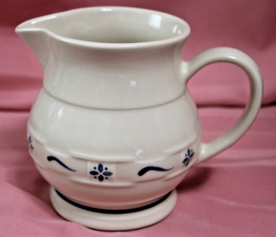 Jarra Longaberger Pottery Woven Traditions clásica azul 1 qt salsa de leche 1991 Foto 2 de 4