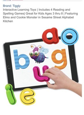 Tiggly Interactive Learning Toys Sesame Street Alphabet Kitchen Reading Games E 